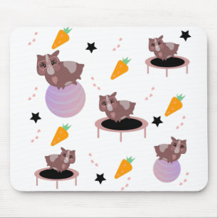Cute Guinea Pigs Fitness Exercise Animals Mouse Pad