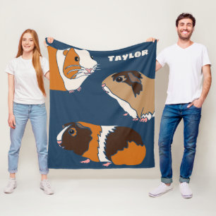 Cute Guinea Pigs Illustrations Personalized Fleece Blanket