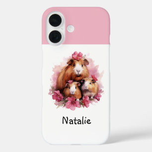 Cute Guinea Pigs Watercolor Pet Animals Pretty iPhone 16 Case