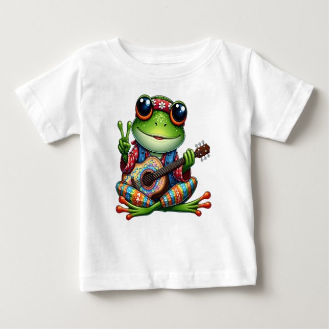 Cute Guitar Frog  Baby T-Shirt (Front)