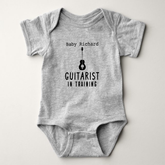 Cute Guitar Guitarist in Training Little Musician Baby Bodysuit (Front)