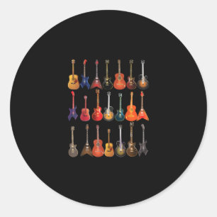 Cute Guitar Rock And Roll Musical Instruments Gift Classic Round Sticker