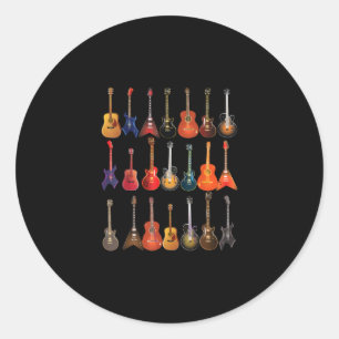 Cute Guitar Rock And Roll Musical Instruments Gift Classic Round Sticker