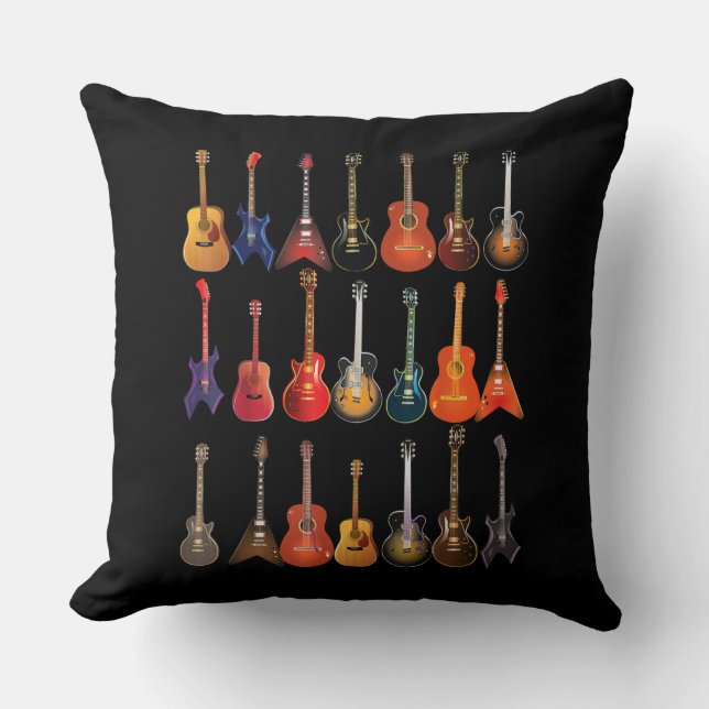 Cute Guitar Rock And Roll Musical Instruments Gift Cushion (Front)