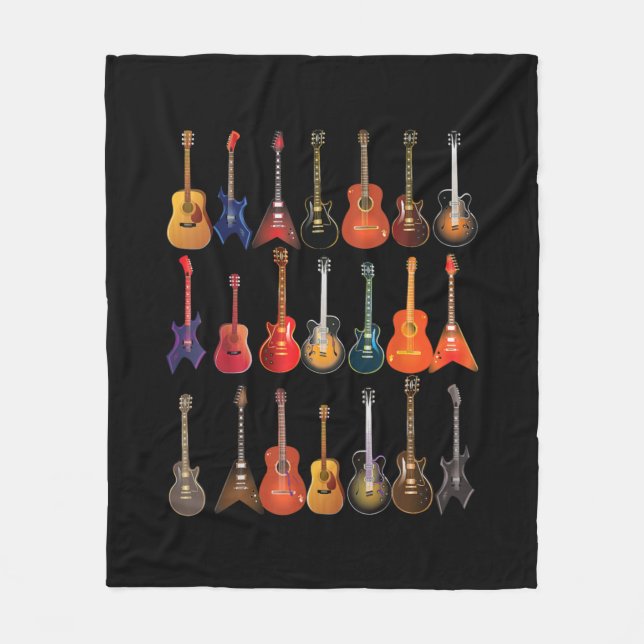 Cute Guitar Rock And Roll Musical Instruments Gift Fleece Blanket (Front)