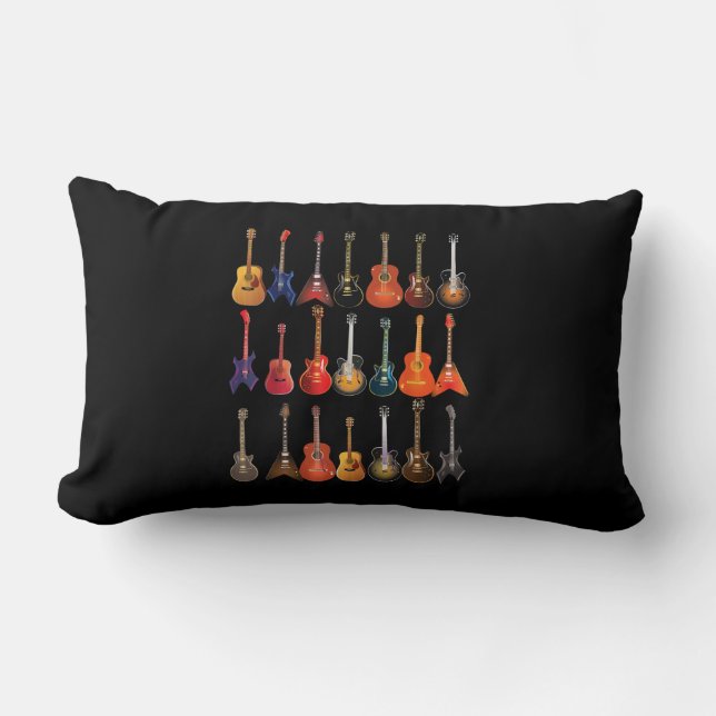 Cute Guitar Rock And Roll Musical Instruments Gift Lumbar Cushion (Front)