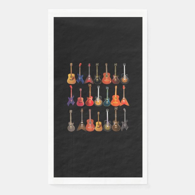 Cute Guitar Rock And Roll Musical Instruments Gift Napkin (Front)