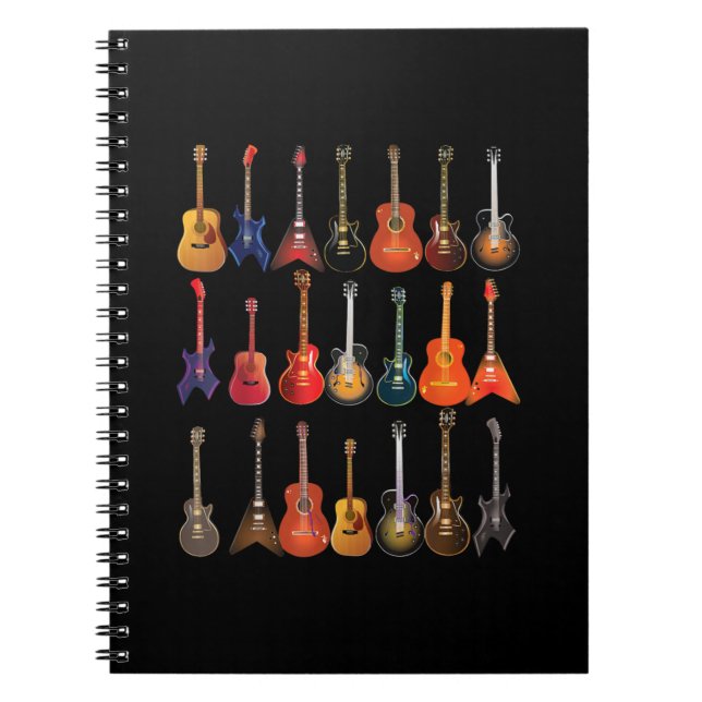 Cute Guitar Rock And Roll Musical Instruments Gift Notebook (Front)
