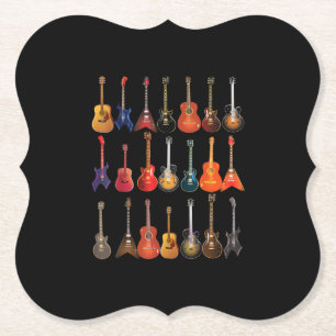 Cute Guitar Rock And Roll Musical Instruments Gift Paper Coaster