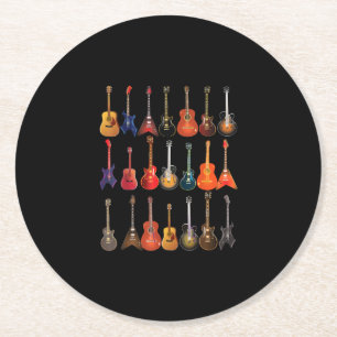 Cute Guitar Rock And Roll Musical Instruments Gift Round Paper Coaster