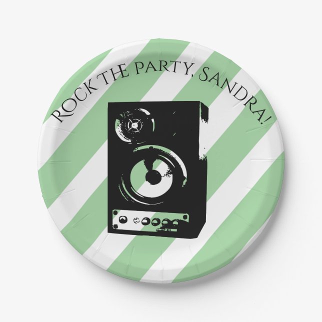 Cute Guitar Rock And Roll Musical Instruments  Paper Plate (Front)