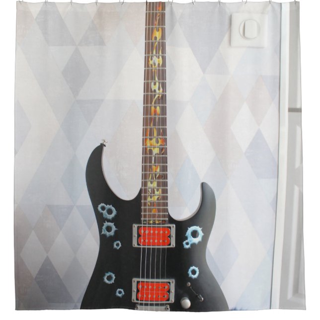 Cute Guitar Shower Curtain (Front)