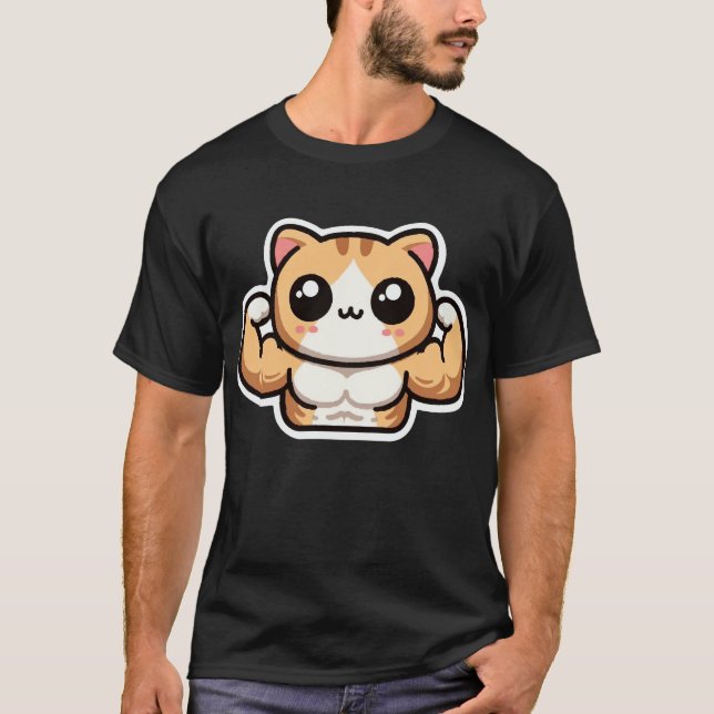 Cute Gym Cat T-Shirt (Front)