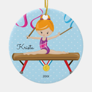 Cute Gymnast Gymnastics Christmas Ornament