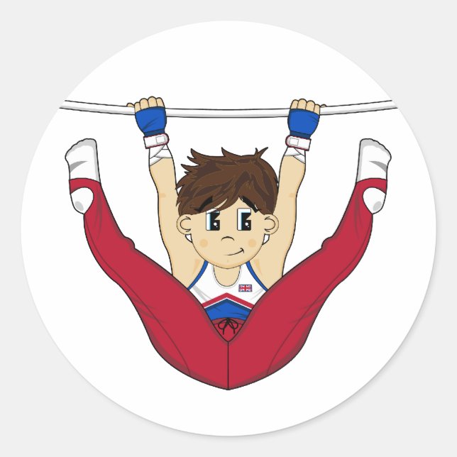 Cute Gymnast on Bar Sticker (Front)