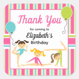 Cute Gymnastic Girls Thank You Sticker
