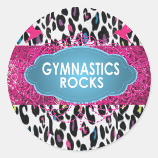 Cute Gymnastic Rocks Cheetah Pink SPARKLE Stickers