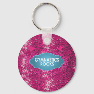 Cute Gymnastic Rocks Pink SPARKLE Keychain