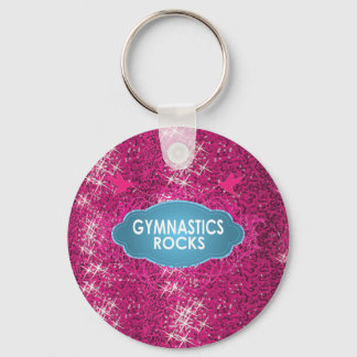 Cute Gymnastic Rocks Pink SPARKLE Keychain