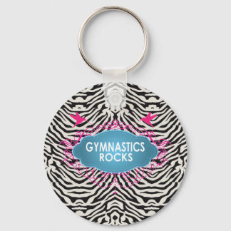 Cute Gymnastic Rocks Pink ZEBRA Keychain