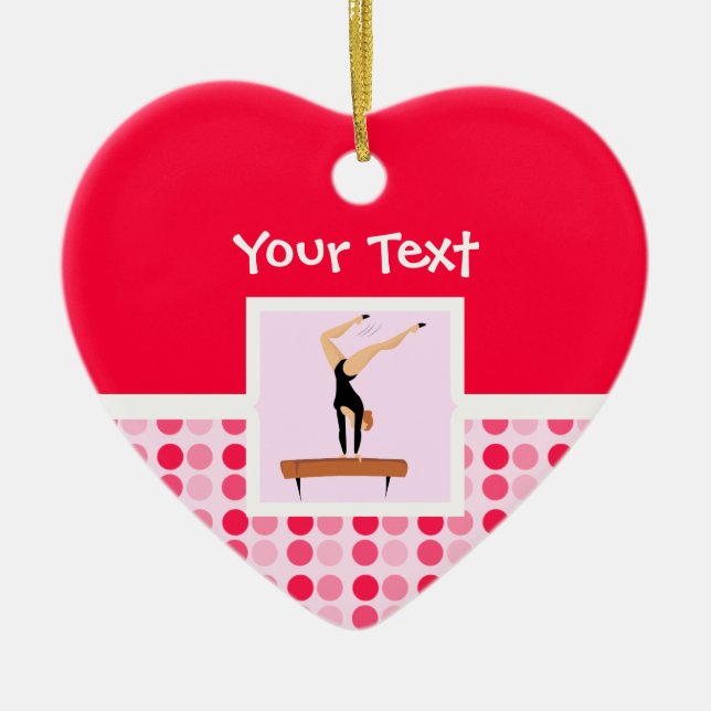 Cute Gymnastics Balance Beam Ceramic Ornament (Front)