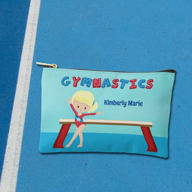 Cute Gymnastics Blonde Girl Personalised Kids Accessory Pouch (Creator Uploaded)
