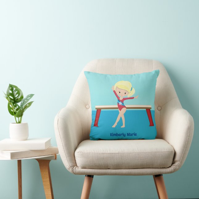 Cute Gymnastics Girl Custom Blonde Gymnast Cushion (Chair)