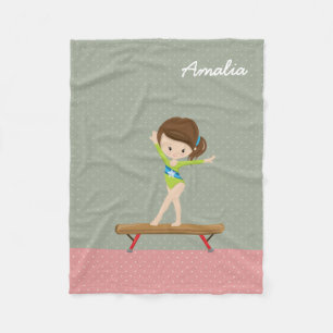 Cute gymnastics girl fleece blanket