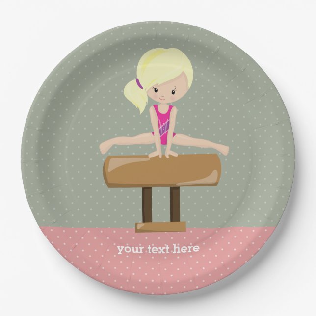 Cute gymnastics girl paper plate (Front)