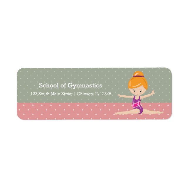 Cute gymnastics girl return address label (Front)