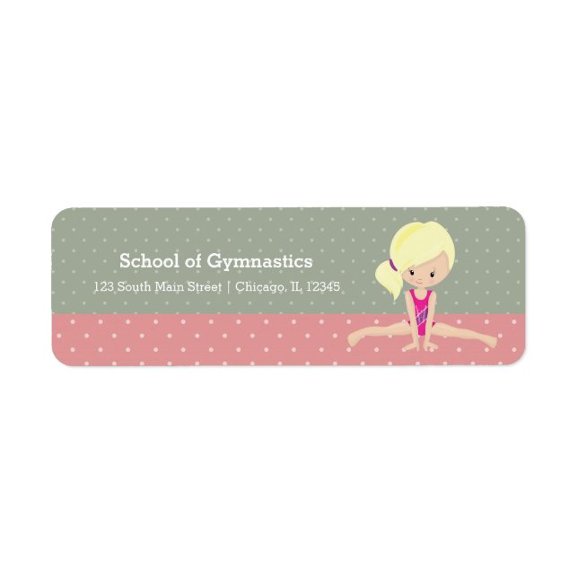 Cute gymnastics girl return address label (Front)