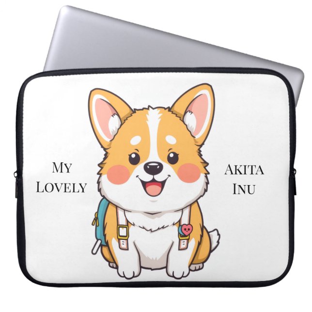 Cute Hachiko Akita Inu Loyal Dog Japan Laptop Sleeve (Front)