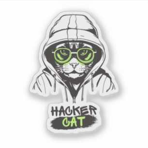 Cute Hacker Cat Illustration – Cybersecurity gift
