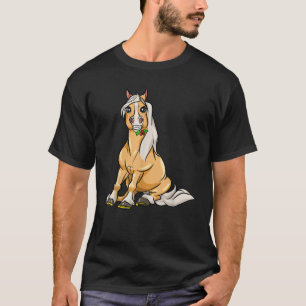 Cute Haflinger Horses Girl Funny Comic Horse Ridin T-Shirt