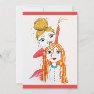 Cute Haircut Whimsical Art Illustration Card