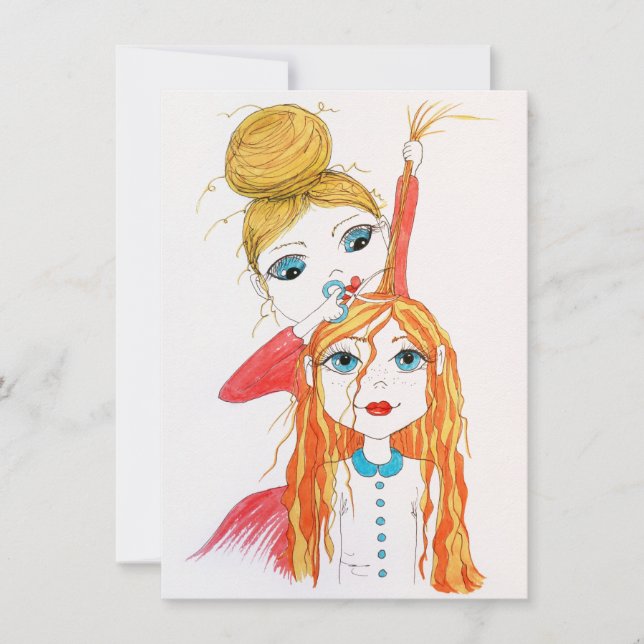 Cute Haircut Whimsical Art Illustration Card (Front)