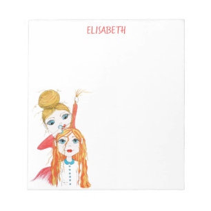 Cute Haircut Whimsical Illustration Personalised Notepad
