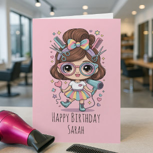 Cute Hairdresser Birthday Card for Beautician