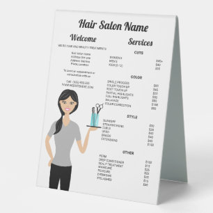 Cute Hairdresser Woman Drawing Hair Salon Menu