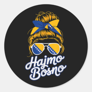 Cute Hajmo Bosno Trip Bosnia Herzegovina Girl Classic Round Sticker
