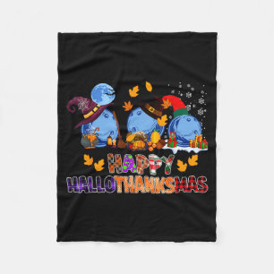 Cute Hallothanksmas Bowling Halloween Thanksgiving Fleece Blanket
