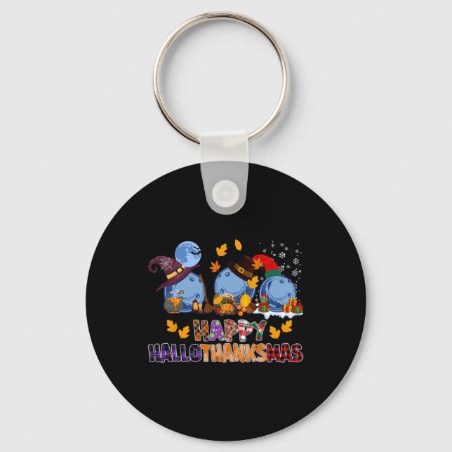 Cute Hallothanksmas Bowling Halloween Thanksgiving Key Ring (Front)
