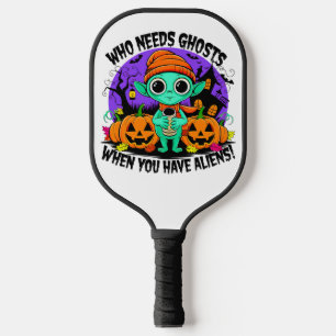 Cute Halloween Alien Design for Spooky Fun! Pickleball Paddle