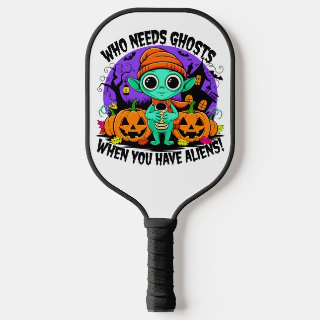 Cute Halloween Alien Design for Spooky Fun! Pickleball Paddle (Front)