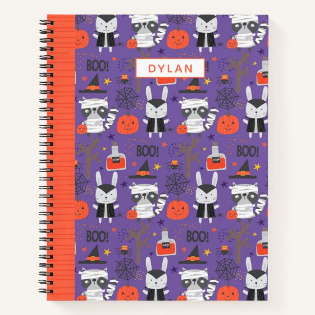 Cute Halloween Animals Personalised Draw & Write Notebook (Front)