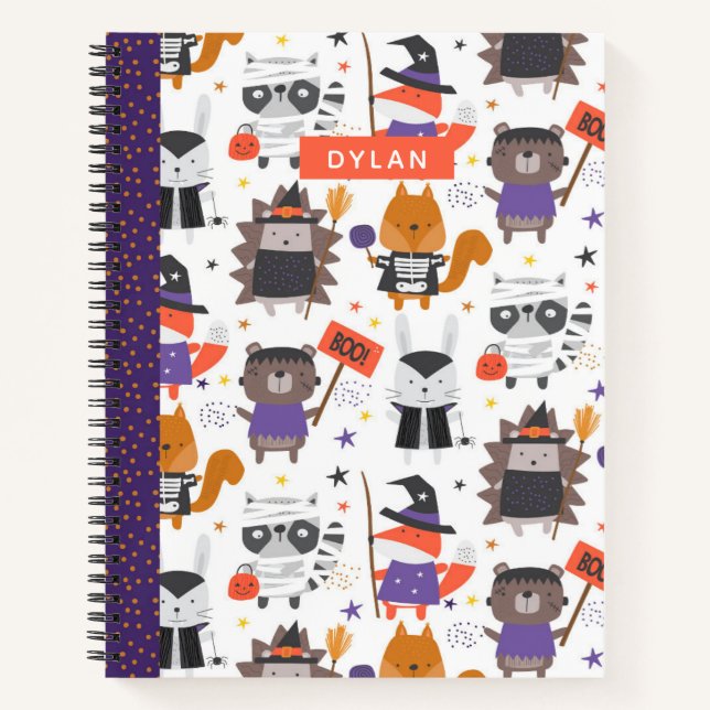 Cute Halloween Animals Personalised Sketchbook Notebook (Front)