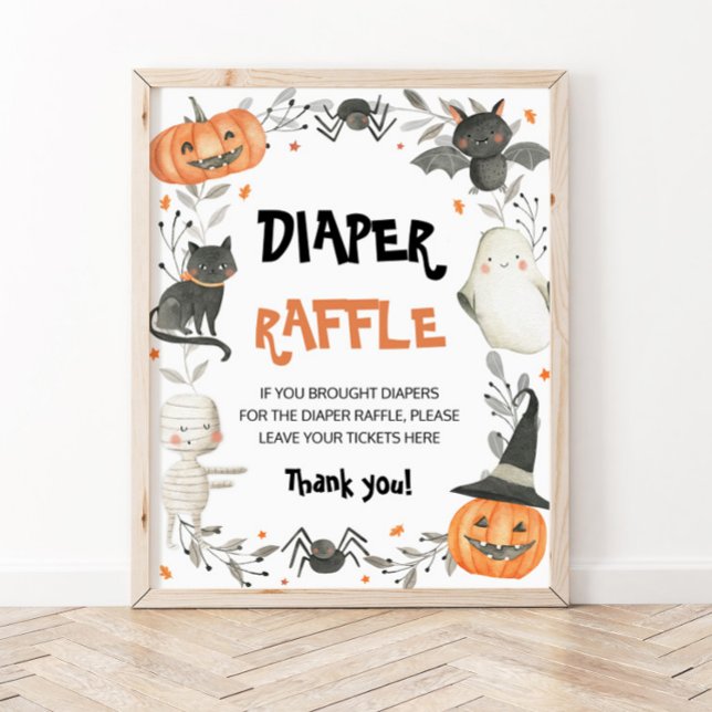 Cute Halloween Baby Shower Diaper Raffle Sign (Creator Uploaded)