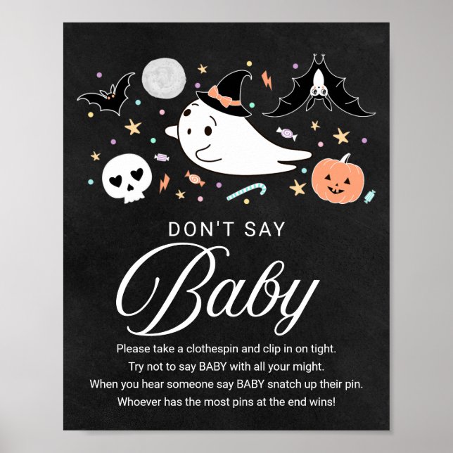 Cute Halloween Baby Shower Don't Say Baby Sign (Front)
