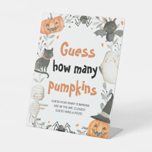 Cute Halloween Baby Shower Guess how many pumpkins Pedestal Sign