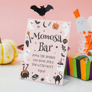 Cute Halloween Baby Shower Momosa Bar Pedestal Sign
